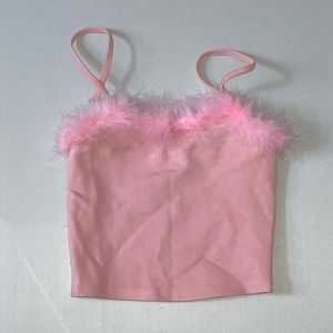 Sugar Thrillz Pink Feather Fur Trim Top